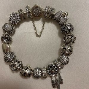 Pandora full bracelet with charms authentic